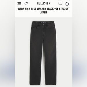 Hollister ULTRA HIGH-RISE WASHED BLACK 90S STRAIGHT JEANS BLACK